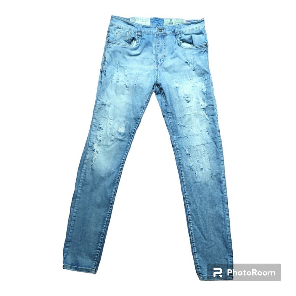 Industrial Indigo  Vintage Retro Men's Jeans Color Blue Size W36-L33